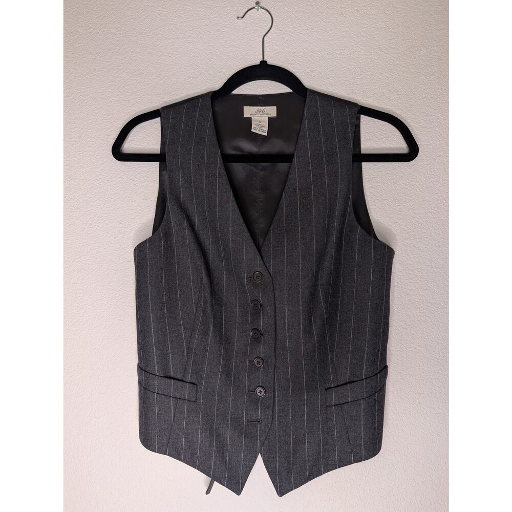 Brooks Brothers 346 Gray Pinstripe Wool Vest W6 Academia
